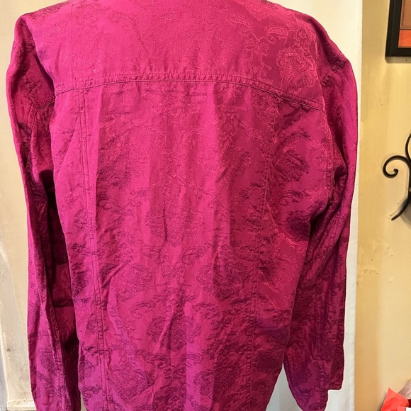 Chico's Vibrant Pink Textured button down shirt - Picture 4 of 6